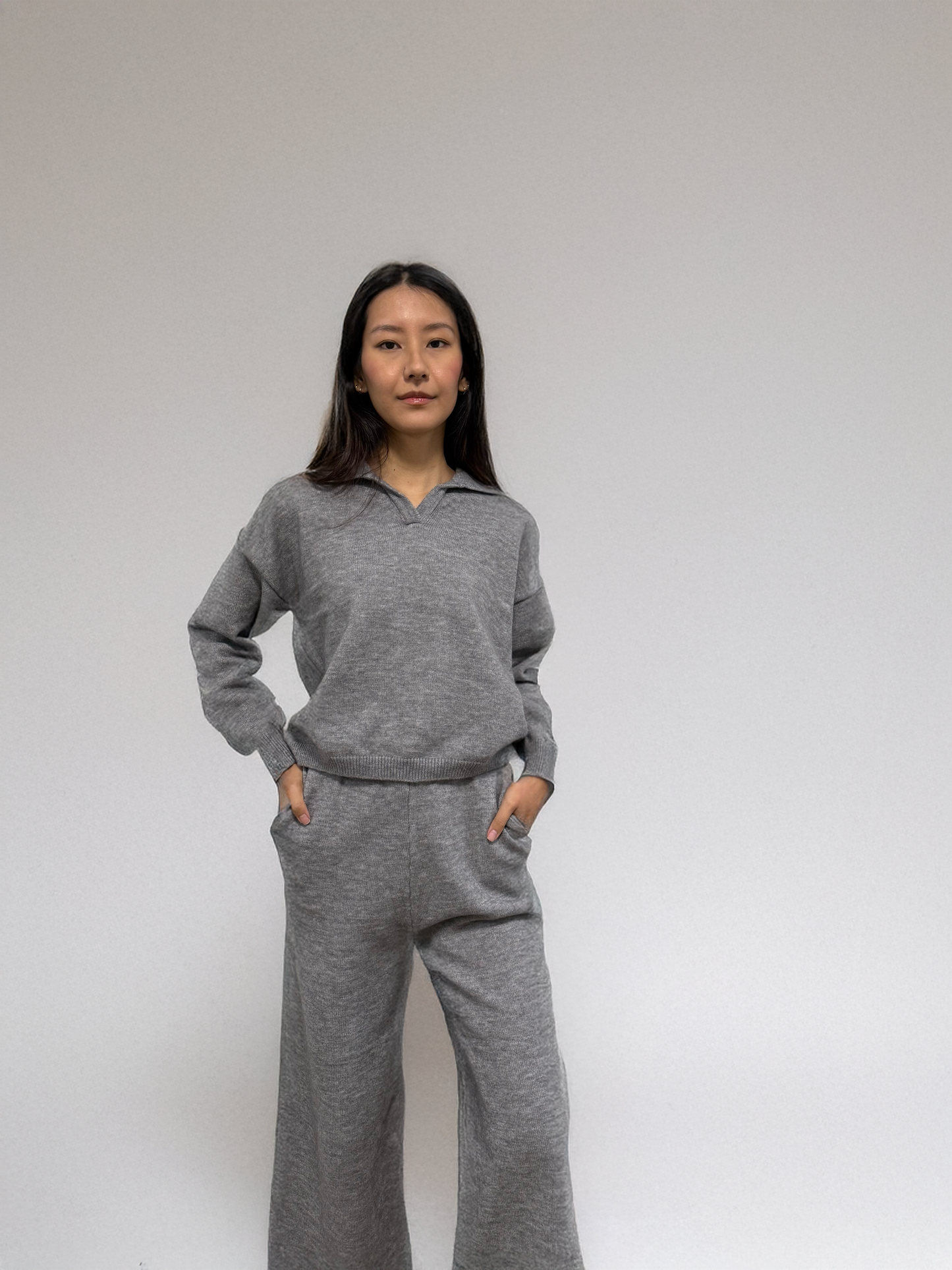 Noelle Rib Knit Two-Piece Set By Celica (Grey)